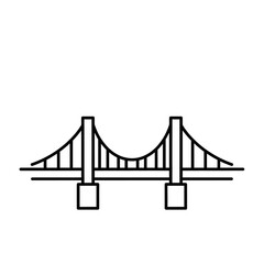 Obraz premium A simple line drawing of a bridge with a dollar sign floating above it on a white background