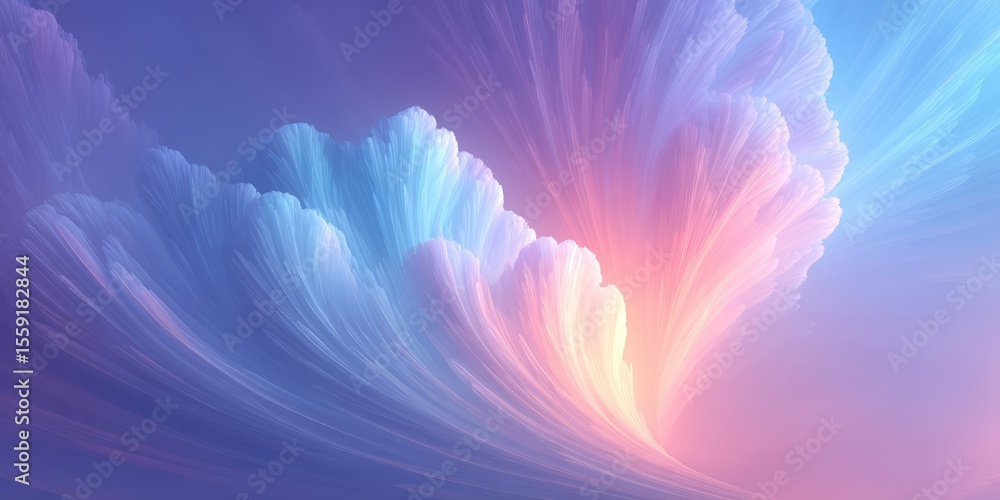 Poster colorful, abstract image of a flower with a blue background. the flower is made up of many different