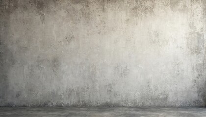 Old weathered concrete wall texture. Grungy grey cement background, vintage style. Empty urban room with concrete floor. Grunge backdrop for design and decoration.