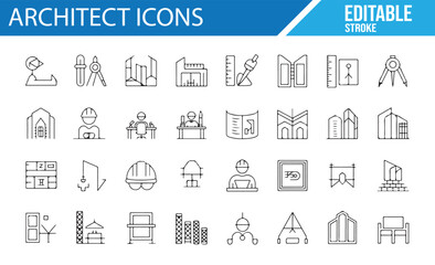 Building, Architect, and Design Icons for Architecture and Engineering Themes
