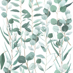 Eucalyptus Leaves and Foliage Pattern Design on an Abstract Artistic Textured Backdrop