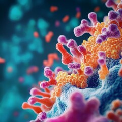 Naklejka premium Colorful Microscopic Organism Detailed Cell Structure, Biology , Virus