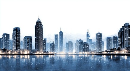 Obraz premium Modern City Skyline at Night