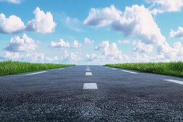 Fototapeta premium Moody clouds hanging over a deserted road fading into distance.
