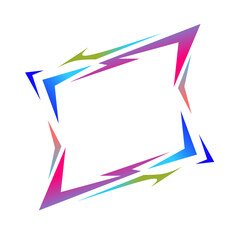 Futuristic angular frame with neon lines. Ideal for game border