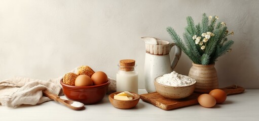 Baking Ingredients Still Life Composition