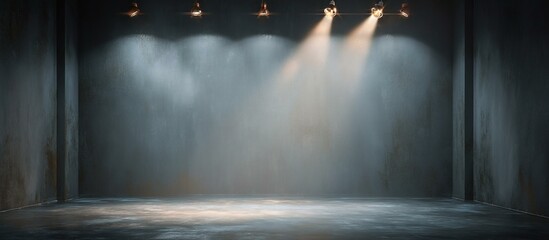 Empty Industrial Stage with Spotlights
