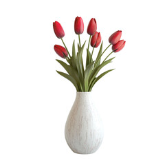 Red tulips in a white vase a simple floral arrangement a pretty home decor piece