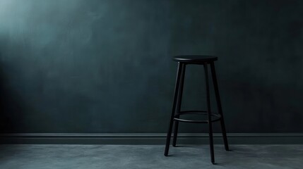 Black bar stool placed in front of wall
