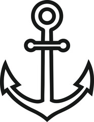 Nautical Anchor Icon Maritime Symbol, Line Art Design, Nautical Theme
