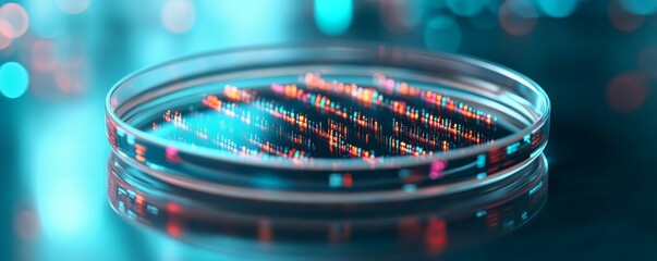 Petri Dish with Digital Data, Science, Technology