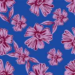 multicolor exotic hand drawn floral seamless pattern
