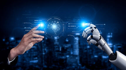 AI processing digital data through neural circuits, analyzing signals, powering intelligence, and...