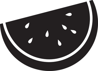 Black Watermelon Silhouette Vector – Minimal Summer Fruit Illustration