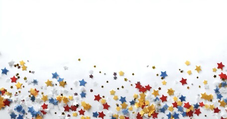Colorful Star Confetti on White Background