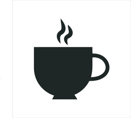 Simple dark silhouette of a steaming bowl of food against a white background.