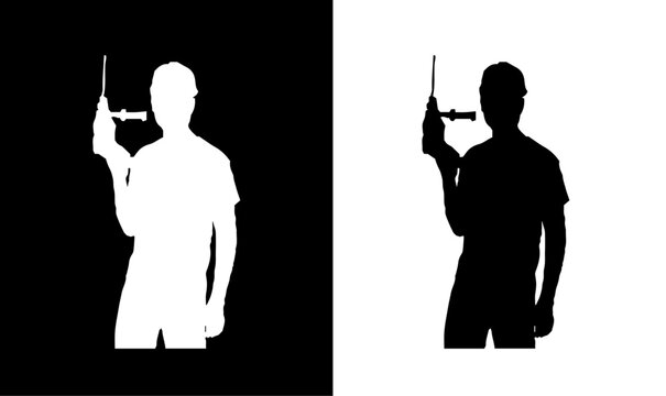 worker silhouette vector illustration, tools, silhouette, silhouettes, icon, worker, labor, Laber day silhouette vector, art, design, symbol, worker icon, black, ,illustration, man, boy, white, 