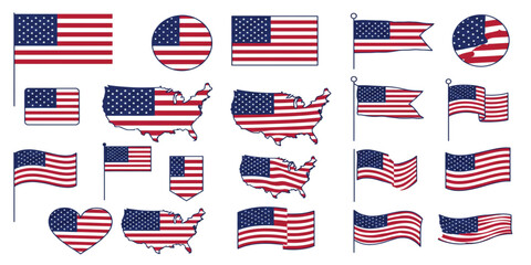 Happy 4th of July Banner Vector – Patriotic USA Independence Day Design with American Flag, Fireworks, Stars, Confetti – Memorial & Veteran Day Background – Flat Style July 4th Art Illustration