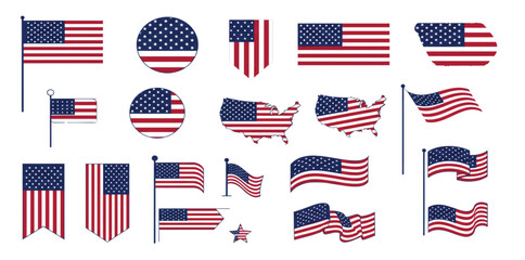 Happy 4th of July Banner Vector – Patriotic USA Independence Day Design with American Flag, Fireworks, Stars, Confetti – Memorial & Veteran Day Background – Flat Style July 4th Art Illustration