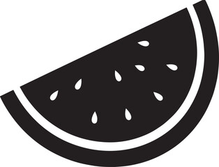 Black Watermelon Silhouette Vector – Minimal Summer Fruit Illustration