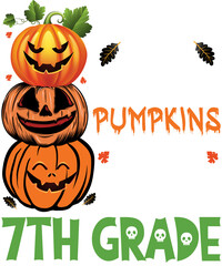 Naklejka premium I Teach The Cutest Pumpkins In The Patch 7th Grade Halloween Teacher's Gift T-Shirt