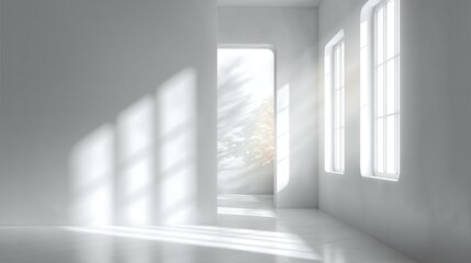 Fototapeta premium Modern Empty Room with Sunlight and Shadows