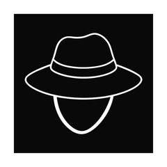 Safari Hat Outline with Wide Brim and Chin Strap
