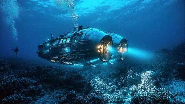 Deep-sea submersible explores vibrant coral reef