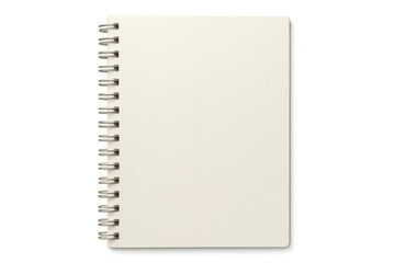 Closed spiral notebook mockup with blank white pages on transparent background, ideal for showcasing designs or branding