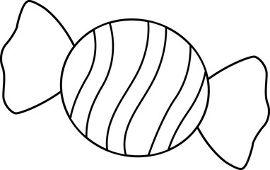 Wrapped Holiday Candy Coloring Sheet.
Simple Christmas candy treat outline isolated.
Wrapped sweet confection outline vector.
Printable Candy Coloring Page for Kids.
Transparent background. SVG file.