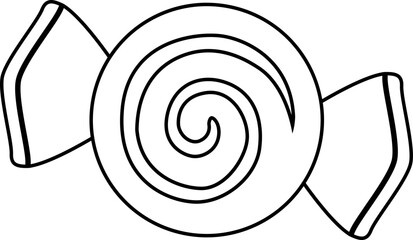 Wrapped Holiday Candy Coloring Sheet.
Simple Christmas candy treat outline isolated.
Wrapped sweet confection outline vector.
Printable Candy Coloring Page for Kids.
Transparent background. SVG file.