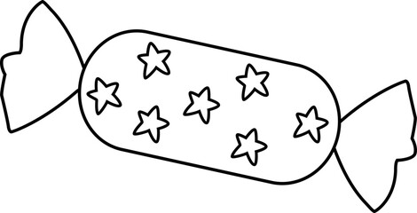 Wrapped Holiday Candy Coloring Sheet.
Simple Christmas candy treat outline isolated.
Wrapped sweet confection outline vector.
Printable Candy Coloring Page for Kids.
Transparent background. SVG file.