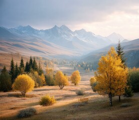 Naklejka premium Autumnal Mountain Valley Landscape