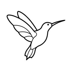hummingbird flying drinking nectar outline art
