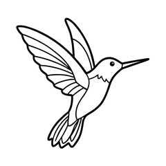 hummingbird flying drinking nectar outline art