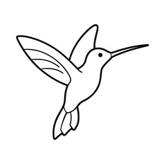 hummingbird flying drinking nectar outline art