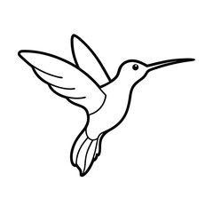 hummingbird flying drinking nectar outline art