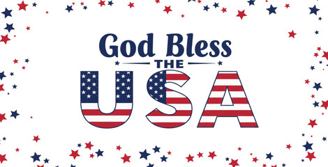 Happy 4th of July Banner Vector – Patriotic USA Independence Day Design with American Flag, Fireworks, Stars, Confetti – Memorial & Veteran Day Background – Flat Style July 4th Art Illustration