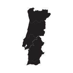 Political and administrative map of Portugal with regions, borders, cities, rivers, coastline, and terrain

