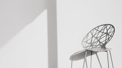 White chair in blue pastel room for copy space