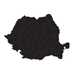 Political and geographical map of Romania with counties, borders, cities, rivers, mountains, and terrain

