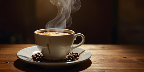 cup of coffee with beans