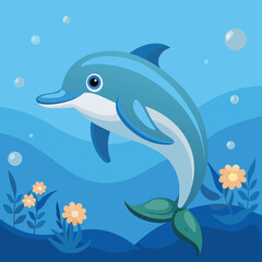 Fototapeta premium vector illustration of a dolphin isolated on transparent background, whale in the sea