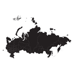 Political and geographical map of Russia with federal subjects, borders, cities, rivers, mountains, and terrain

