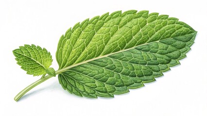 mint leaves isolated on white bg