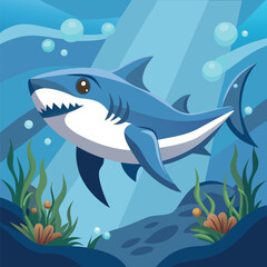Naklejka premium Shark isolated on transparent background, shark in the sea