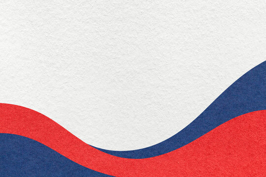 Textured paper background with red blue wavy ribbons and white copy space for 4th of July and Independence Day