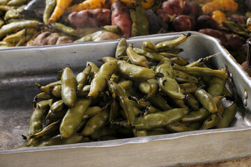 photography of traditional Peruvian food called Pachamanca. Food concept.