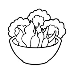 steamed vegetable outline sketch line art