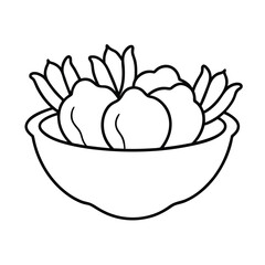 steamed vegetable outline sketch line art
